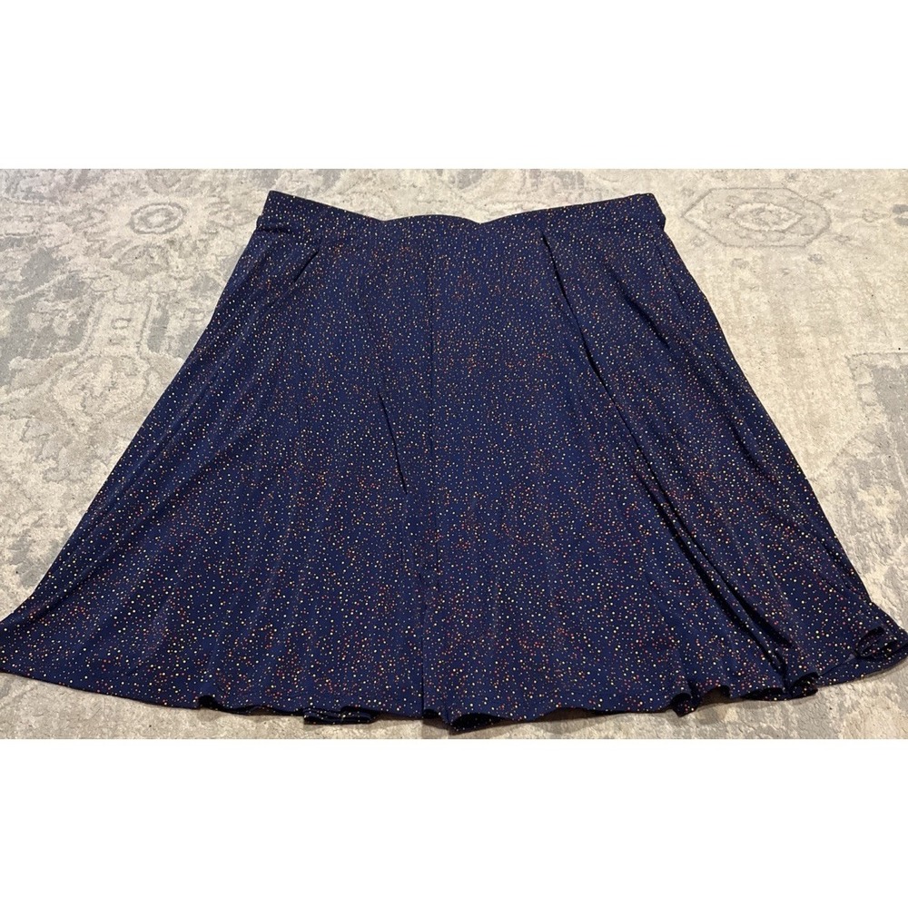LULAROE MADISON SZ 3XL  XXXL Womens SKIRT NAVY BLUE RED YELLOW MINI DOTS POCKETS